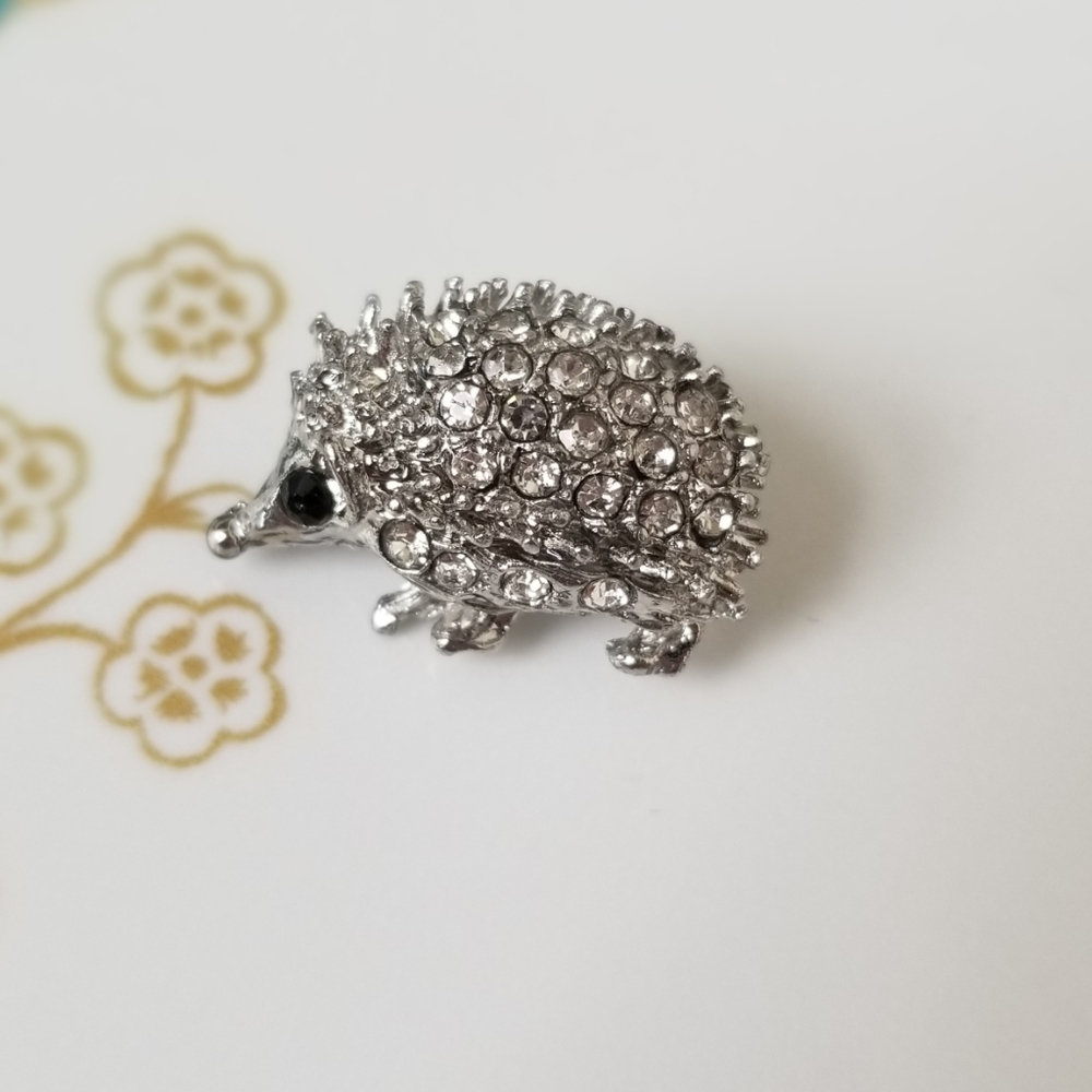 Mini Hedgehog Crystals Brooch Pin Nwt